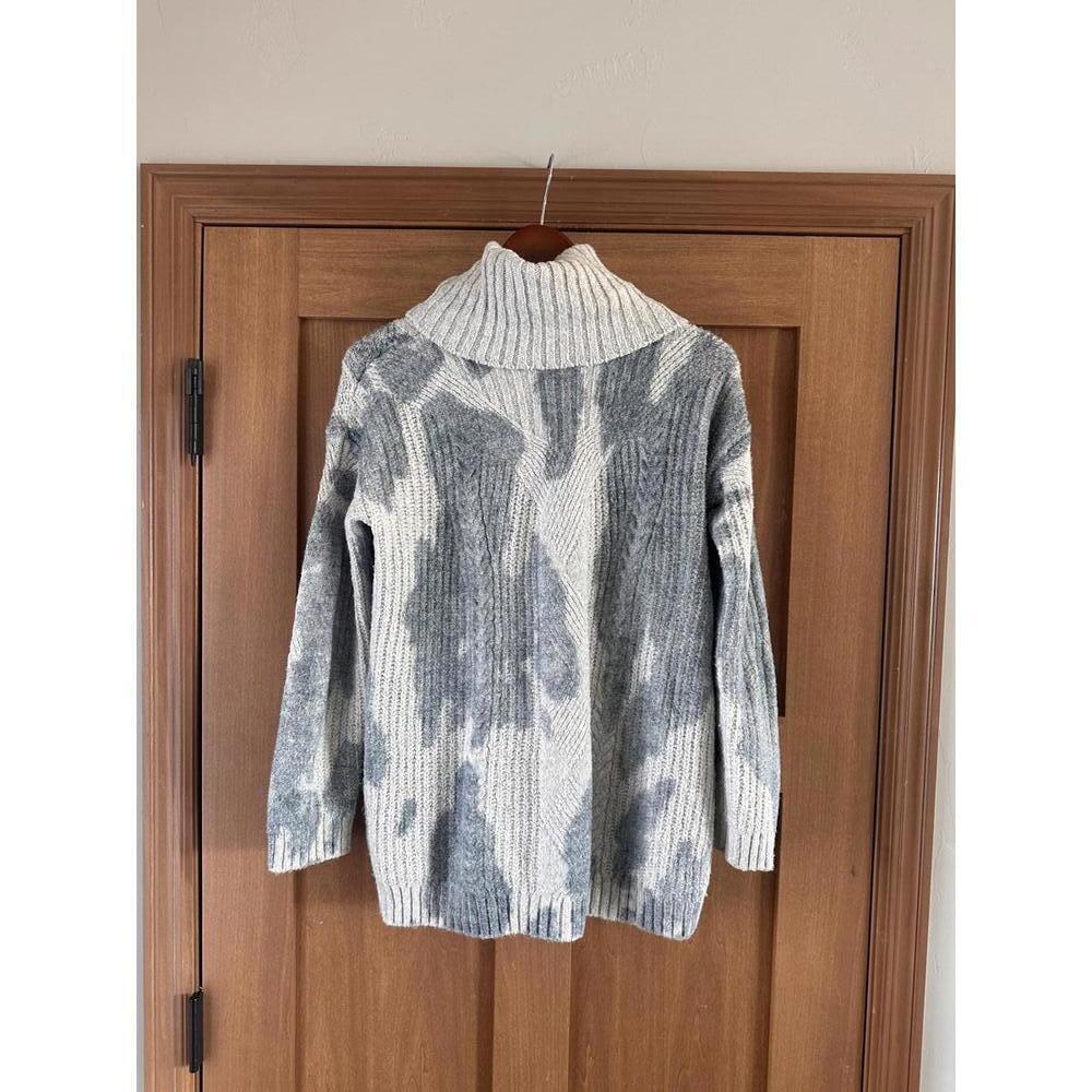 Pilcro Anthropologie Spotted Turtleneck Sweater Cream & Blue Women XS Oversized - Picture 6 of 13